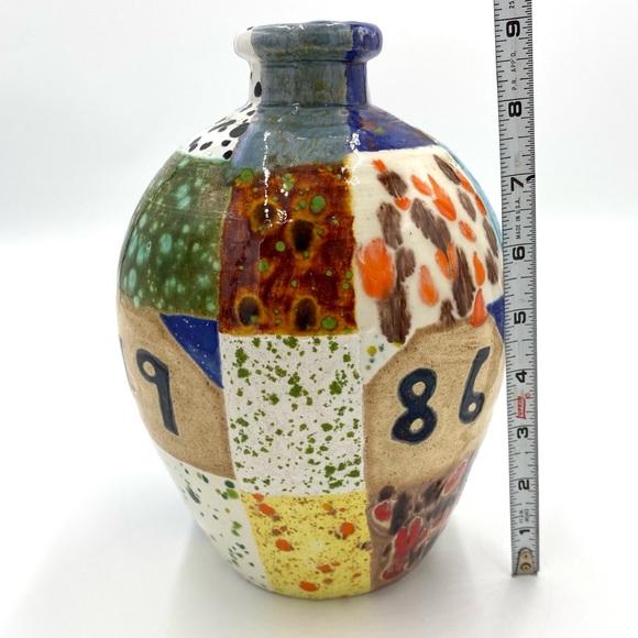 Vintage Ceramic Vase Jug 1986 multi color With Handle. - Picture 2 of 10